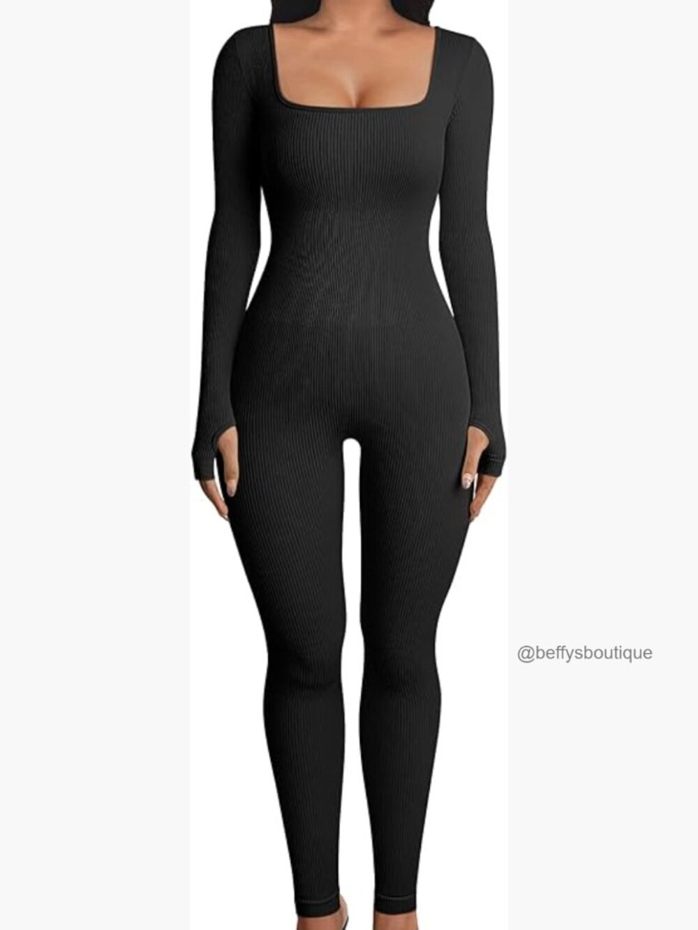 Long Sleeve Yoga Jumpsuit Workout Ribbed Bodysuit Pants One Piece